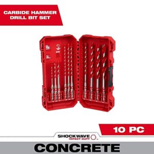 10-Piece Milwaukee SHOCKWAVE Carbide Hammer Drill Bit Set