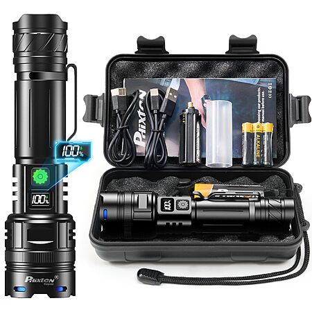 10000 High Lumens Single One Mode Super Bright, High Powered LED Flashlight USB C, High Beam 3280 ft $19.94 FS w/Prime