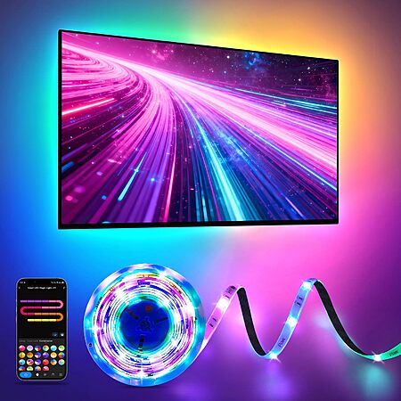 16.4' Pak RGB+IC LED Smart Strip Lights for Bedroom & TV w/ Remote App Control