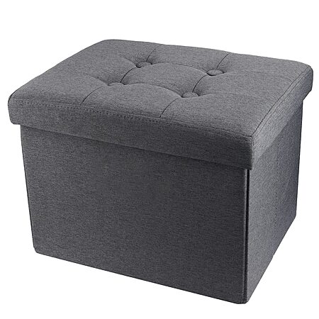 17" x 13" x 13" ALASDO Foldable Fabric Storage Ottoman (Grey)