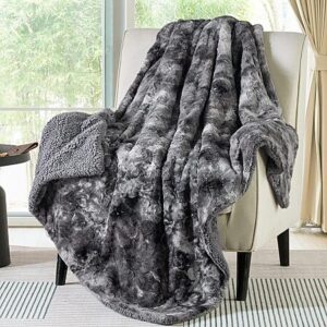 $17.99: Bedsure GentleSoft Sherpa Fluffy Throw Blanket - Fleece Warm and Cozy Throw, Grey, 50x60 Inches