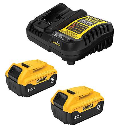 2-Count DeWALT 20V Max 5Ah Battery & Charger