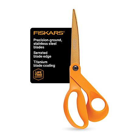 $20.33: Fiskars Titanium Shop Shears, Stainless Steel Precision-ground Scissors for All Purposes, Yard and Garden Tool, 9 in, Orange