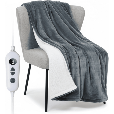 $21.99*:Ninonly Electric Heated Throw Blanket, 50"x60", 9 Heat Levels, 9H Auto-Off, Soft Flannel, ETL Certified