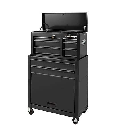 24" Frontier 5-Drawer Rolling Tool Chest and Cabinet Combo (Black)