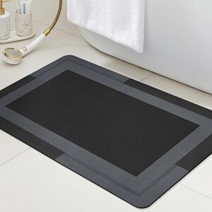 24" x 17" ACCUMTEK Ultra-Thin Quick-Dry Non-Slip Bath Mat Rug (Black)