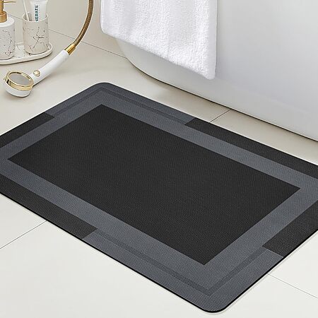 24" x 17" ACCUMTEK Ultra-Thin Quick-Dry Non-Slip Bath Mat Rug (Black)