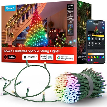 66ft Govee Christmas Sparkle RGBWIC String Lights $62.14 + Free Shipping