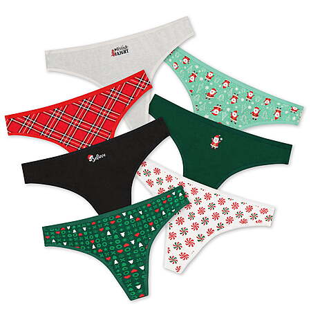 7-Pack Holiday Time Women's Christmas Jersey Thong $5 + Free S&H w/ Walmart+ or on $35+