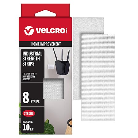 8-Pack VELCRO Brand Heavy Duty Strips w/ Adhesive (4" x 2", White)