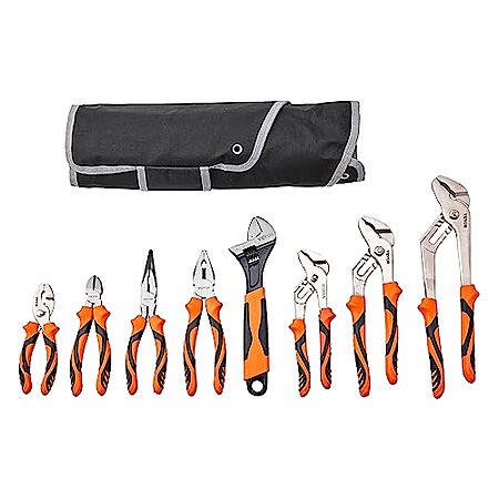 8-Piece Vevor High Carbon Steel Groove/Linesman Adjustable Pliers/Wrench Set