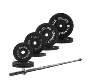 90-lbs BalanceFrom Cast Iron Standard Weight Plates Set w/ 5-Ft Bar & Star Locks