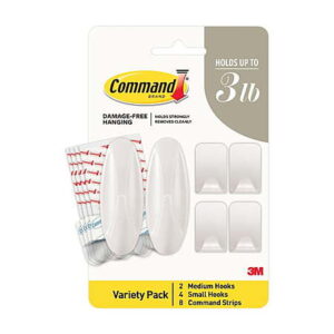 Command Wall Hooks Variety Pack (6 Hooks, 8 Strips, Radiant Pearl)