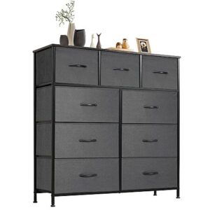 DUMOS 9 Drawer Fabric Bin Dresser (39.4" x 39.4" x 11.8", Grey)