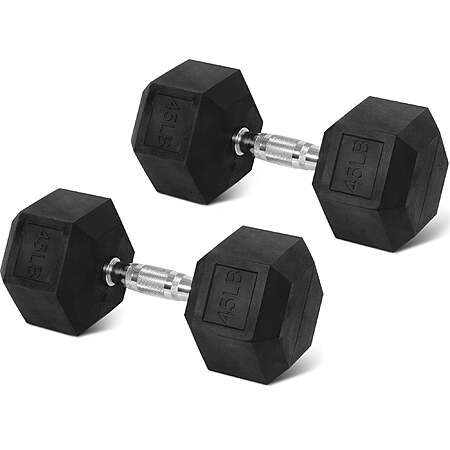 Elevon 45-lb Hex Rubber-Coated Dumbbell Pair