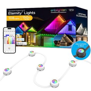 Enbrighten Vibe Eternity Permanent Outdoor Lights for House, 150ft, 108 RGBWIC LEDs, 33lm, Color Changing, Smart App, Alexa, Google Home, 85102 $158.27