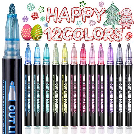 GLOPUS Outline Glitter Markers (Multicolor): 24ct $6.50, 12ct
