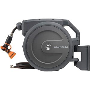 Giraffe Tools AW30 100' x 1/2" Retractable Wall Mounted Garden Hose Reel (Dark Grey)