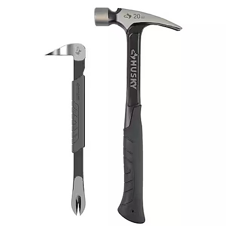 Husky 20-oz. Steel Rip Hammer + 10" Nail Puller Set