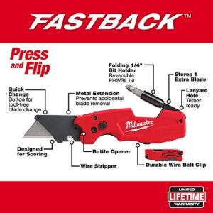 Milwaukee FastBack 2 PACK Folding 6-in-1 Utility Knife Set Red 2 pc $19.99