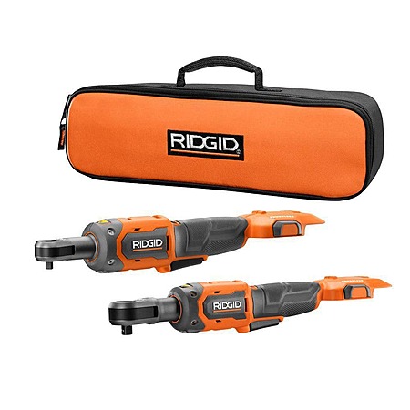 RIDGID 18V Brushless Cordless 3/8" Ratchet + 1/4" Ratchet + Bag (Tools Only)