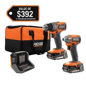 RIDGID 18V SubCompact Brushless Drill/Driver, Impact Driver w/ 2x 2Ah Batts & Charger