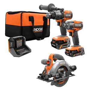 Ridgid 18V 2-Tool Hammer Drill Impact Driver Combo Kit w/ 6-1/2" Circular Saw