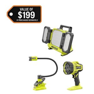 Ryobi ONE+ 18V Hybrid Panel Light, Spotlight + Clamp Light (Tools Only)