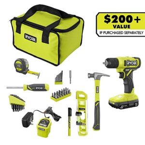 Ryobi One+ 18V Cordless 3/8" Drill Kit w/ 1.5Ah Battery/Charger & Accessories