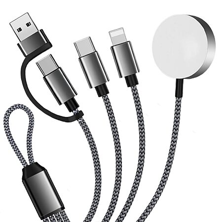 Teilybao 3 in 2 Multi Charging Cable w/ USB-C & USB-A: 4' $5, 1'