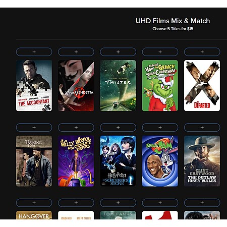 Warner Brothers UHD Digital Titles 5 for $15 and HD Titles Mix and Match 5 for $15