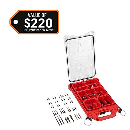 YMMV Milwaukee SHOCKWAVE Impact Bit Set with PACKOUT Low Profile Organizer (90-Piece) $28 at Home Depot