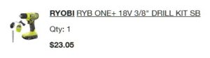 YMMV - Ryobi ONE+ 18V Cordless 3/8 in. Drill Kit with 1.5 Ah Battery and Charger - $23.05
