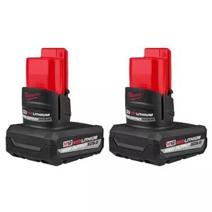 2-Pack 5Ah Milwaukee M12 REDLITHIUM High Output XC5.0 Batteries
