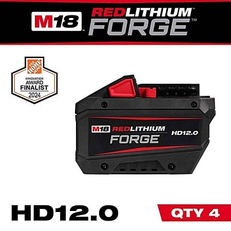4-Pack Milwaukee M18 18V Lithium-Ion REDLITHIUM FORGE HD 12.0 Ah Batteries