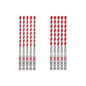 5-Pack 3/16" + 5-Pack 1/4" Milwaukee SHOCKWAVE Carbide Hammer Drill Bits