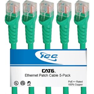 5-Pack ICC CAT6 Ethernet Patch Cords 10 FT, UTP 24 AWG UL Listed, PoE++ - $2.95 Shipped with Prime