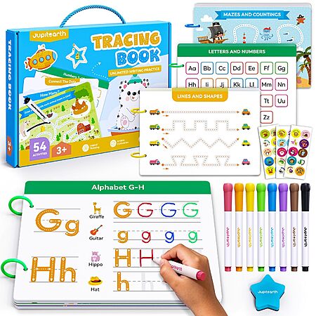 56-Count JUPITEARTH Reusable Preschool Learning Activities Kit w/ 8 Markers, 30 reward stickers and 1 on-the-go box $11.19 + Free Shipping w/ Prime or on $35+