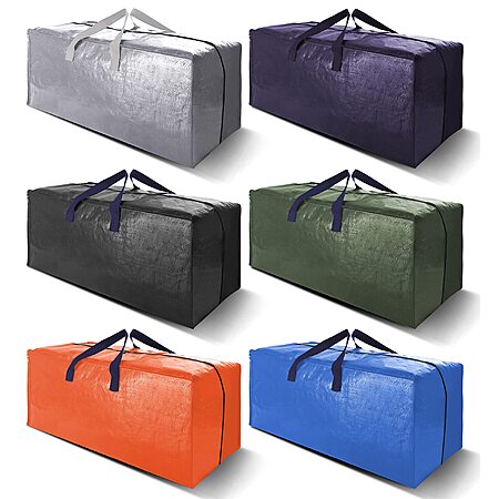 6-Pack 24 Gal VELVETSURE Heavy Duty Extra Large Moving Bags w/ Backpack Straps