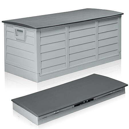 75-Gallon Ktaxon Collapsible Outdoor Garden Plastic Storage Deck Box (Gray)