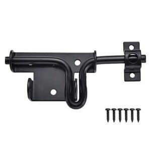 JIAHOO Heavy Duty Steel Slide Bolt Gate Latch w/ Padlock Hole (Black)