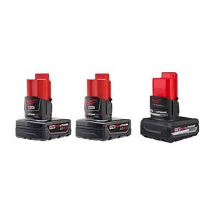 Milwaukee M12 12V Batteries: 2x 4Ah XC Extended Capacity + 1x 5Ah XC High Output