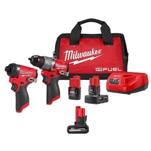 Milwaukee M12 FUEL 12V Brushless Hammer Drill/Impact Driver Combo Kit 2-Tool w/High Output 5.0Ah Battery $230