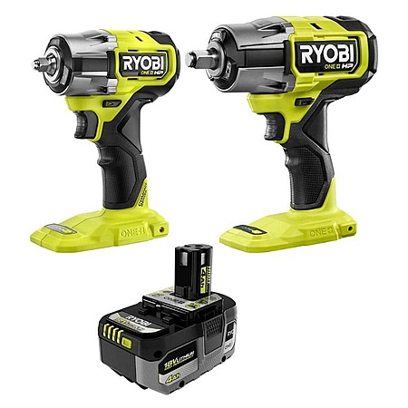 Ryobi ONE+ HP 18V Brushless 2-Tool Kit 1/2" & 3/8" Impact Wrenches w/ 4Ah HP Battery