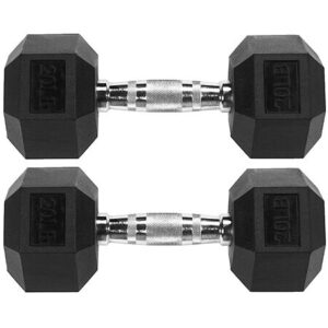 Signature Fitness Rubber Encased Hex Dumbbell (20LB Pair)