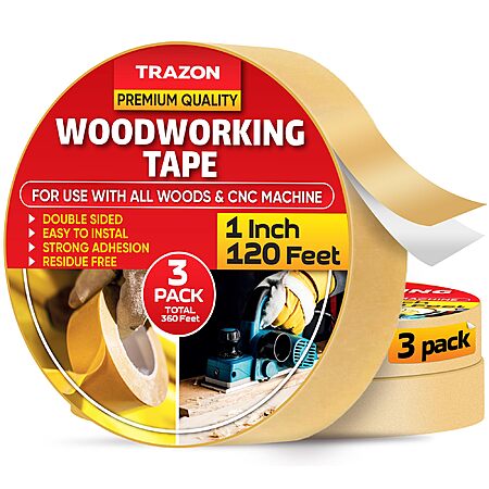 3-Pack Trazon 1" x 120' Double Sided Woodworking Tape $8.79 w/ Subscribe & Save