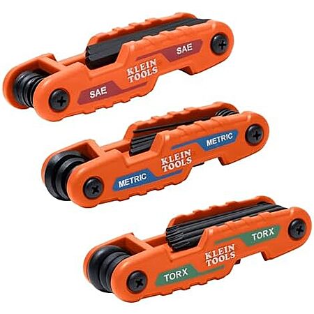3-Pc 25-Key Klein Tools Compact Folding Hex Key Set (Torx, SAE & Metric Kit)