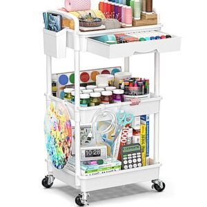 3-Tier SUNALLY Rolling Storage Cart w/ Removable Drawer