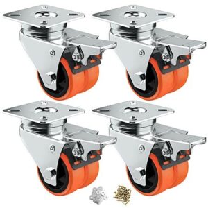 4-Pack ASHGOOB 2" Dual Caster Wheels (Up to 450lbs)