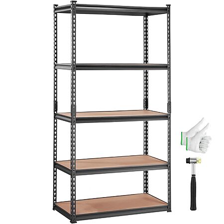 $47.59*:VEVOR 5-Tier Adjustable Storage Shelving Unit, 2000 lbs, Metal, Black, 36" L x 18" W x 72" H at Amazon